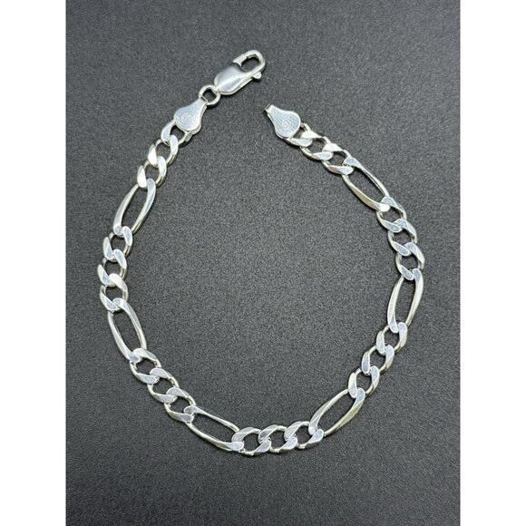 8” New Condition Sterling Silver Figaro Bracelet 6MM 8 Grams - Picture 1 of 9